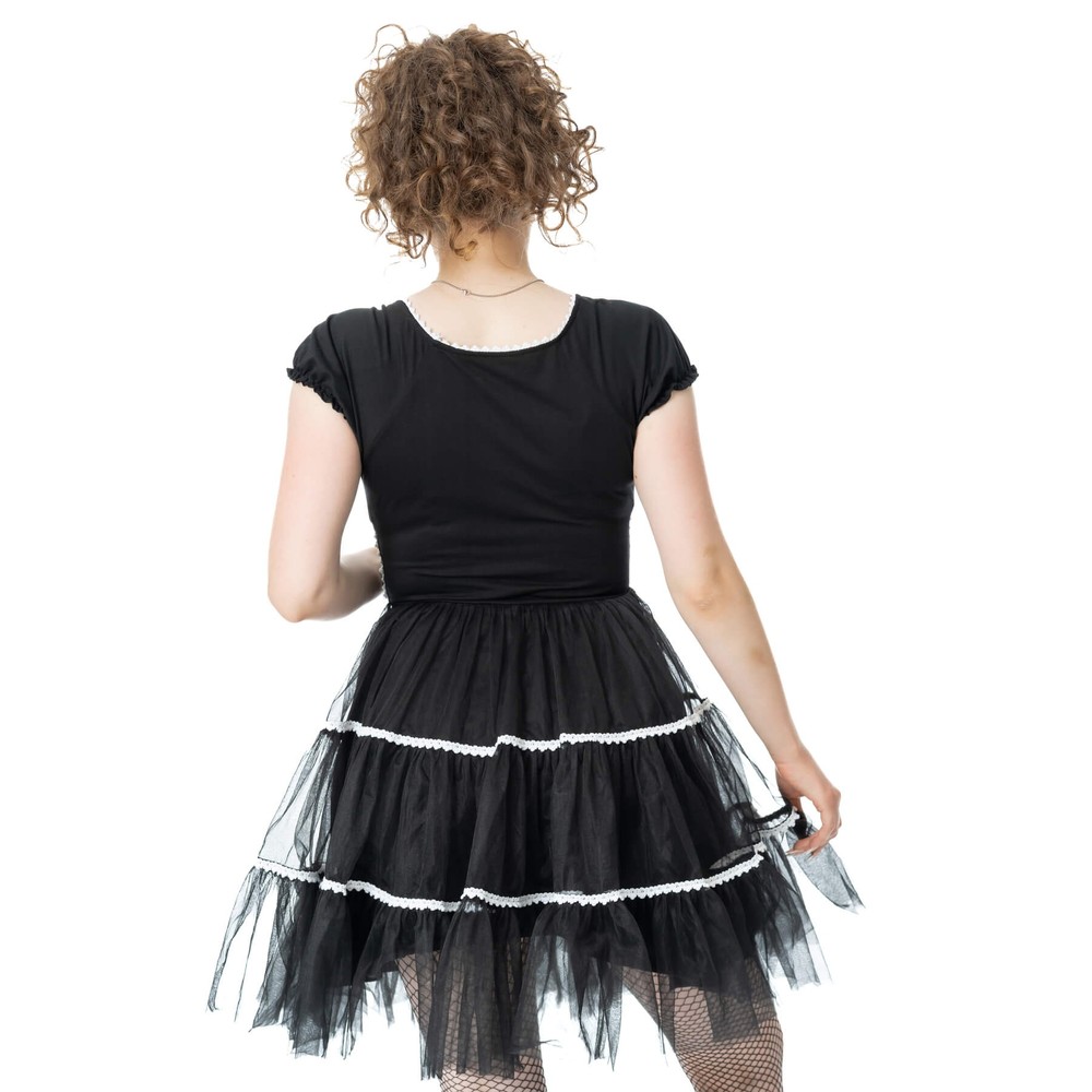Poizen Industries - Phantom Waltz Kurzes Kleid - Schwarz/Weiß
